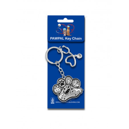 Veterinarian Keychain Gift Paw Print Stethoscope Metal Charm | Blue Tree Publishing