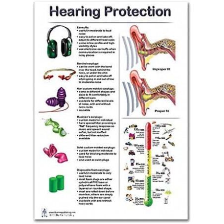 Hearing Protection Poster 12x17inch, Molded Ear Plug, Banded Ear Plug, Musician Ear Plug