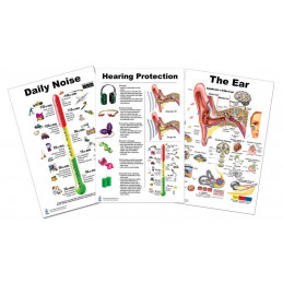 Ear, Daily Noise, Ear Protection, 3 Poster Set 24 inch x 36  Large Poster