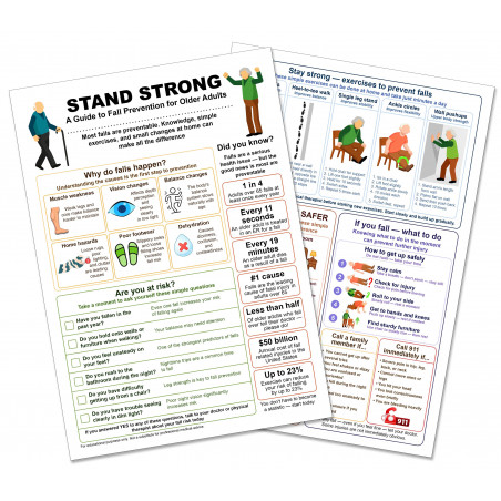 Fall Prevention Chart for Seniors – Stand Strong A4 Guide | Blue Tree Publishing