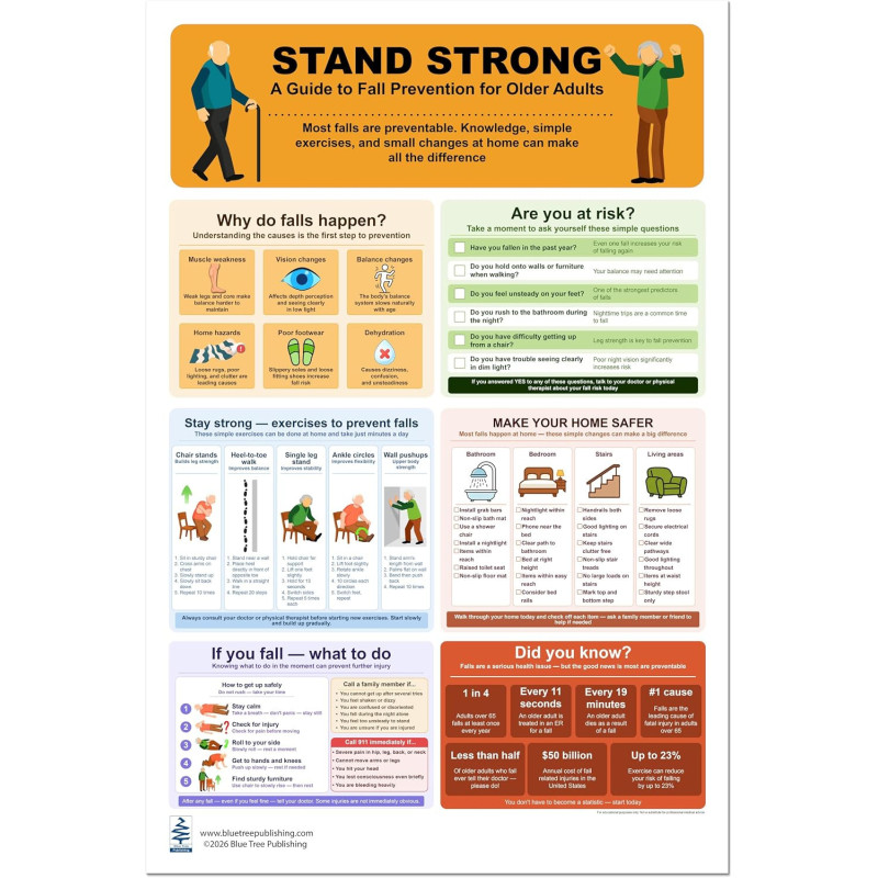 Stand Strong Poster – Fall Prevention Guide for Older Adults