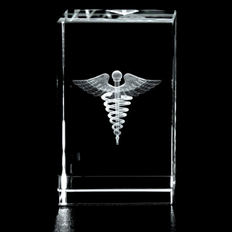Caduceus 3d Laser Crystal Medium , Anatomy, Doctors, Medical Students