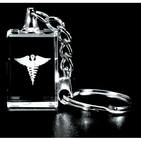 Caduceus 3d Laser Crystal Key Chain, Anatomy, Doctors, Medical Students
